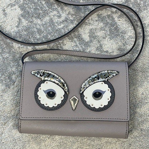 Kate Spade Star Bright Owl Crossbody Bag Gray - Picture 1 of 17